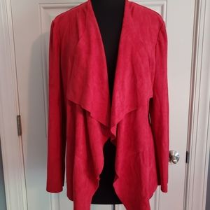 Red ultra suede cardigan blazer NWOT